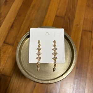 Gold-Tone Linear Crystal Drop Earrings